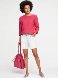 Pullover|heine Strickpullover mit Effekt-Strick himbeere
