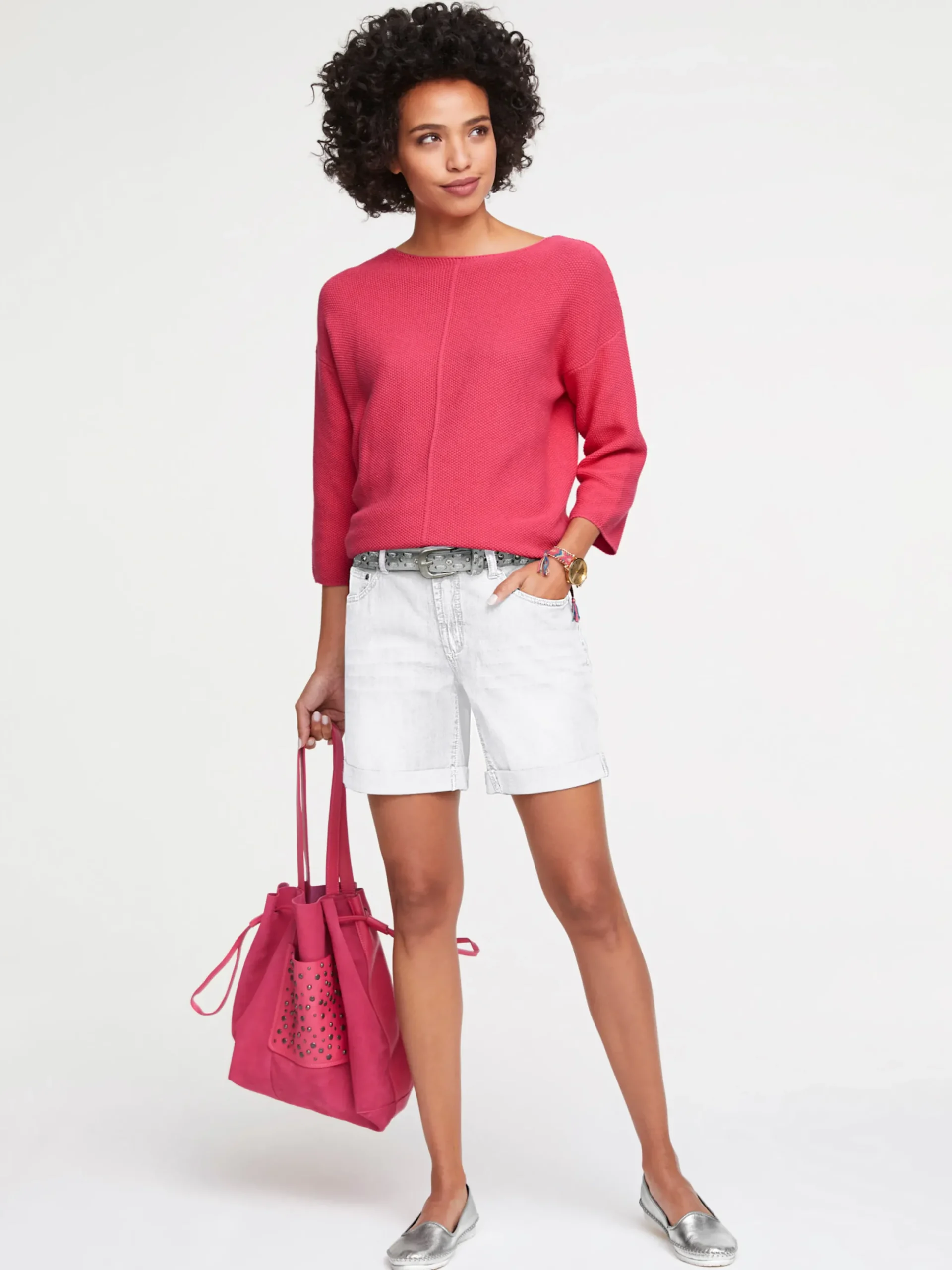 Pullover|heine Strickpullover mit Effekt-Strick himbeere