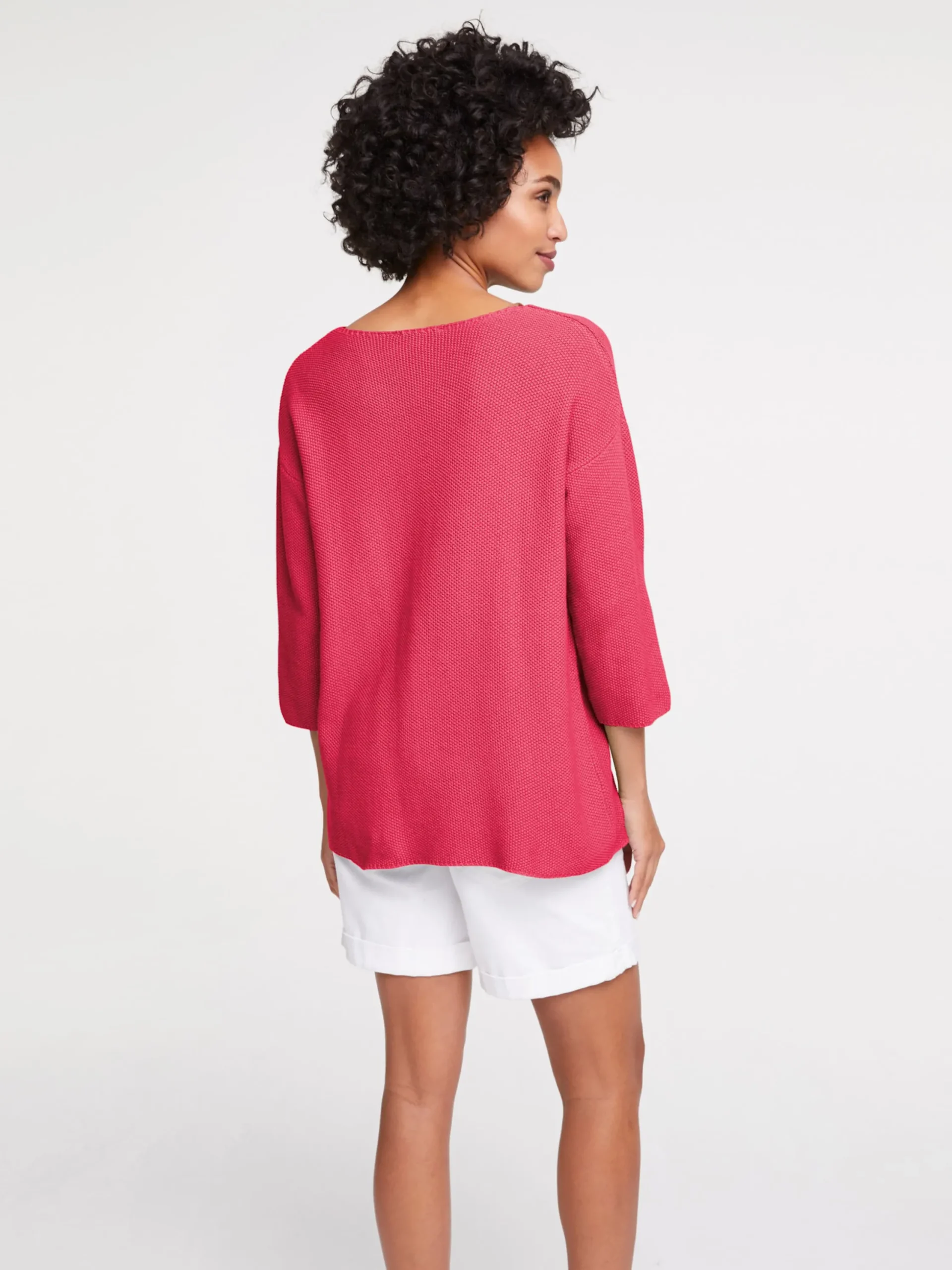 Pullover|heine Strickpullover mit Effekt-Strick himbeere