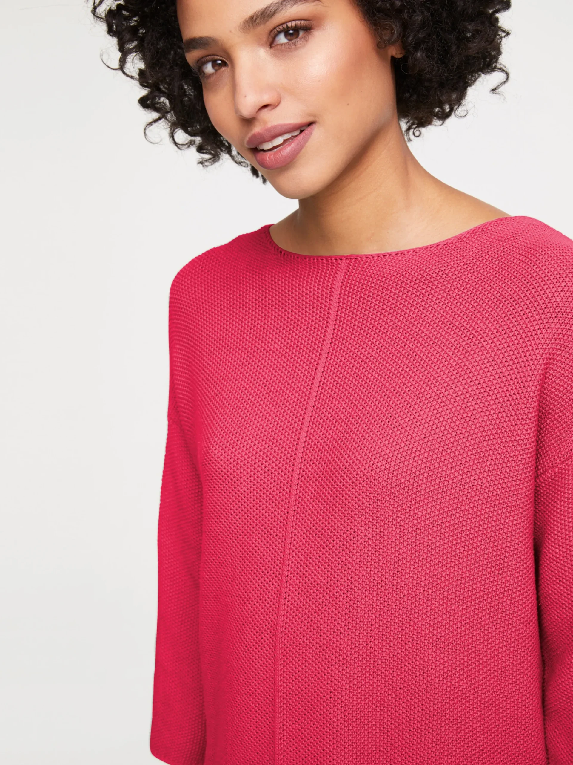 Pullover|heine Strickpullover mit Effekt-Strick himbeere