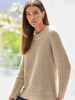Pullover|heine Strickpullover mit Glitzergarn beige-ecru-meliert
