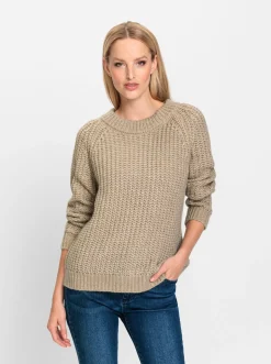 Pullover|heine Strickpullover mit Glitzergarn beige-ecru-meliert