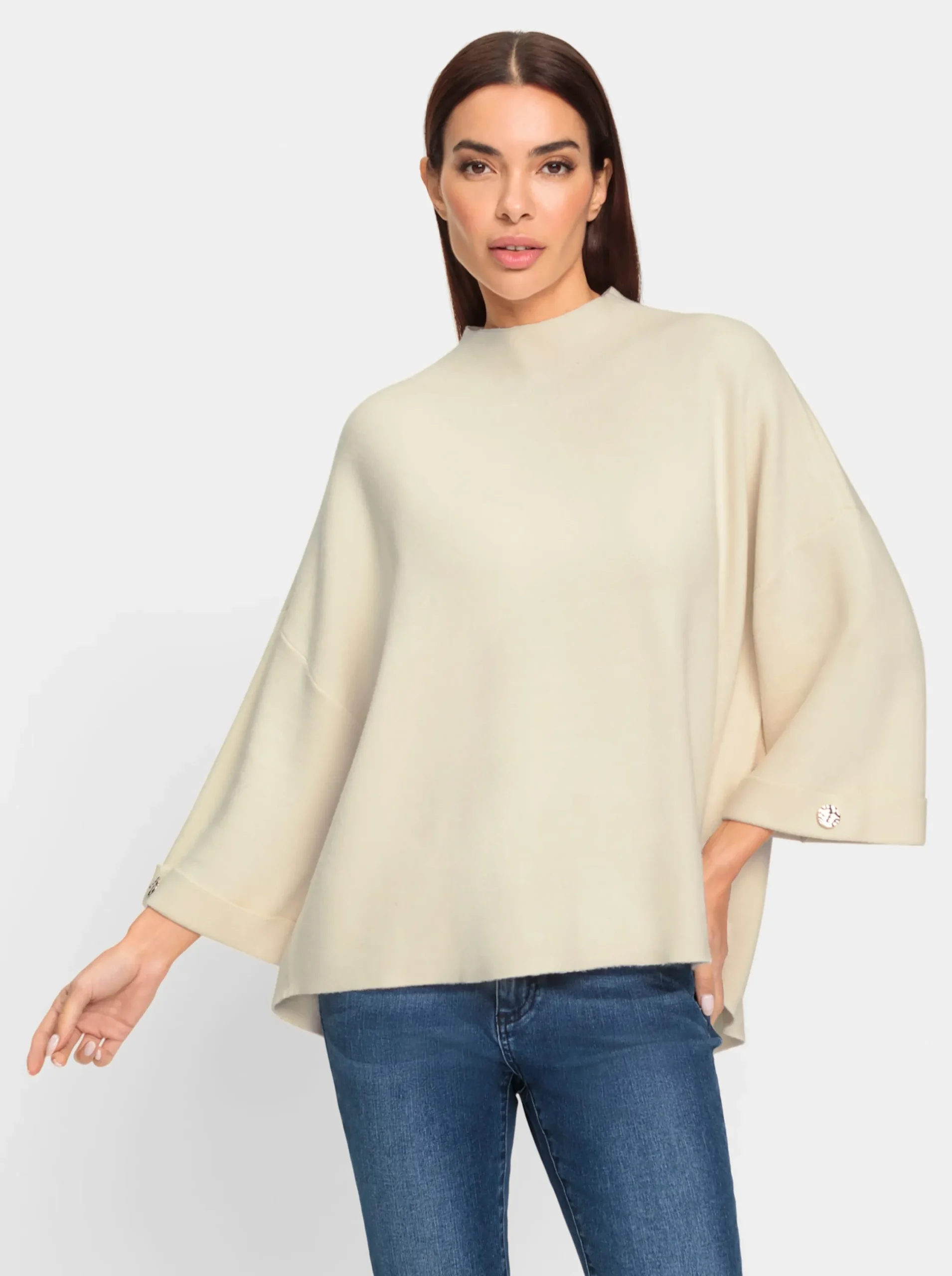 Pullover|heine Strickpullover mit Kelchkragen champagner