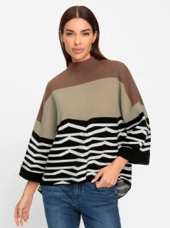 Pullover|heine Strickpullover mit Mustermix sand-schwarz-gemustert