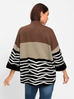 Pullover|heine Strickpullover mit Mustermix sand-schwarz-gemustert