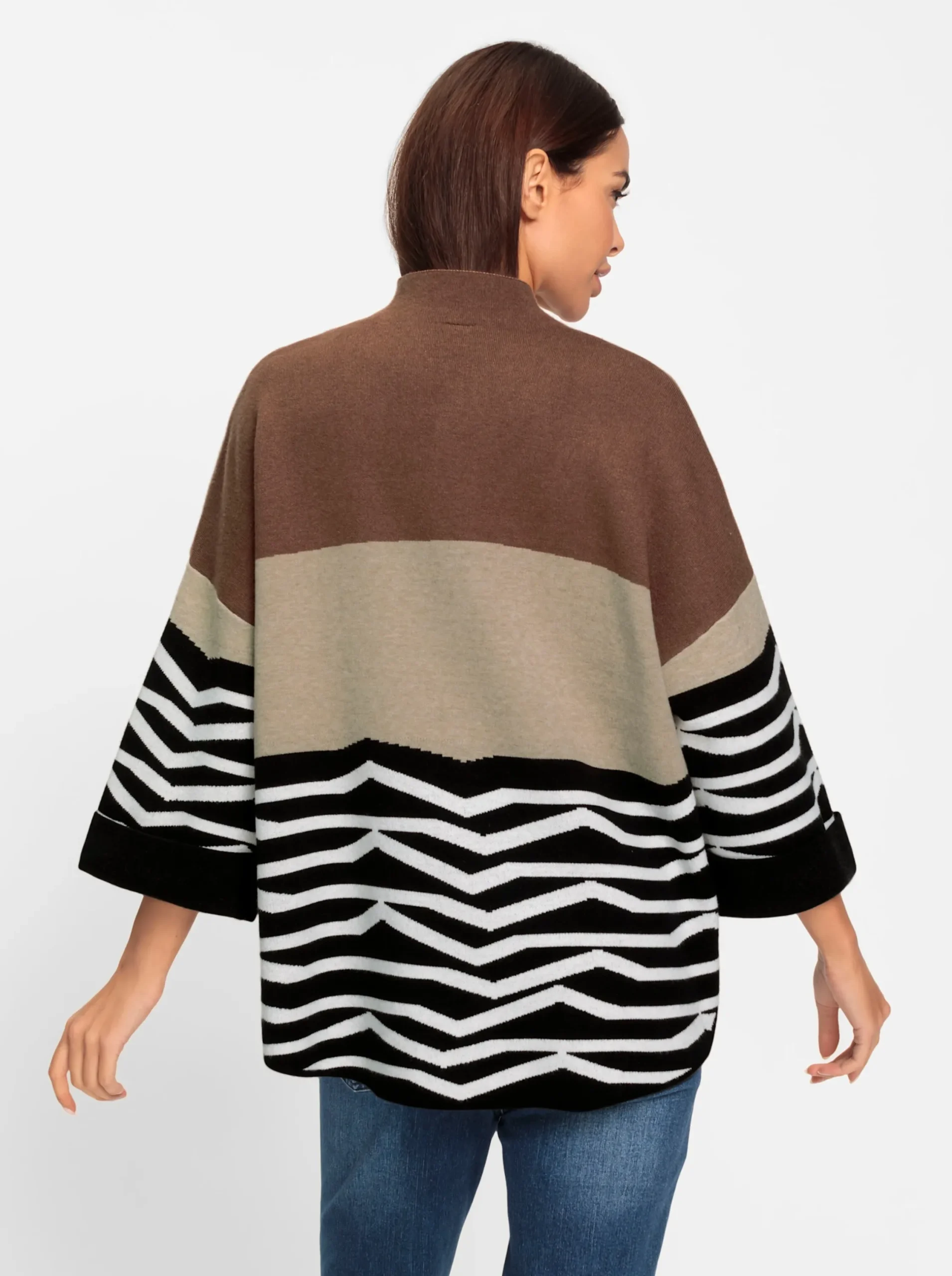 Pullover|heine Strickpullover mit Mustermix sand-schwarz-gemustert