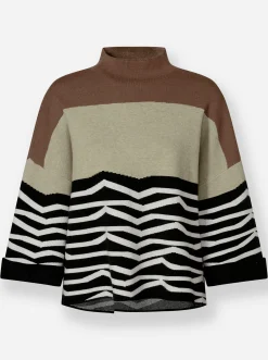 Pullover|heine Strickpullover mit Mustermix sand-schwarz-gemustert