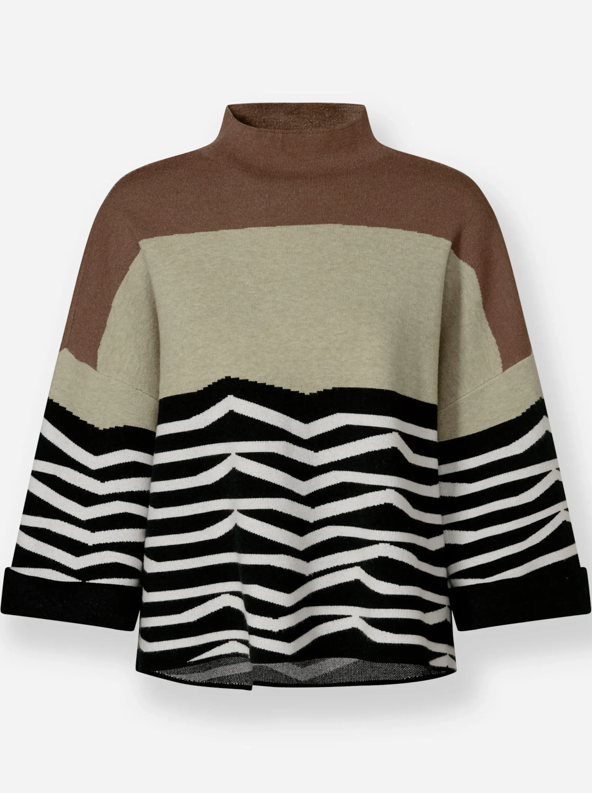 Pullover|heine Strickpullover mit Mustermix sand-schwarz-gemustert