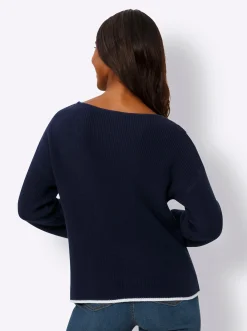Pullover|heine Strickpullover mit 3/4-Ärmeln marine