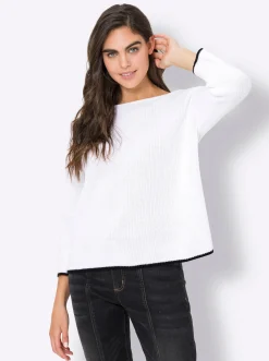 Pullover|heine Strickpullover mit 3/4-Ärmeln weiß