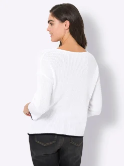 Pullover|heine Strickpullover mit 3/4-Ärmeln weiß