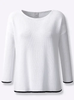 Pullover|heine Strickpullover mit 3/4-Ärmeln weiß