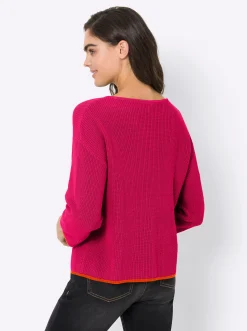 Pullover|heine Strickpullover mit 3/4-Ärmeln pink