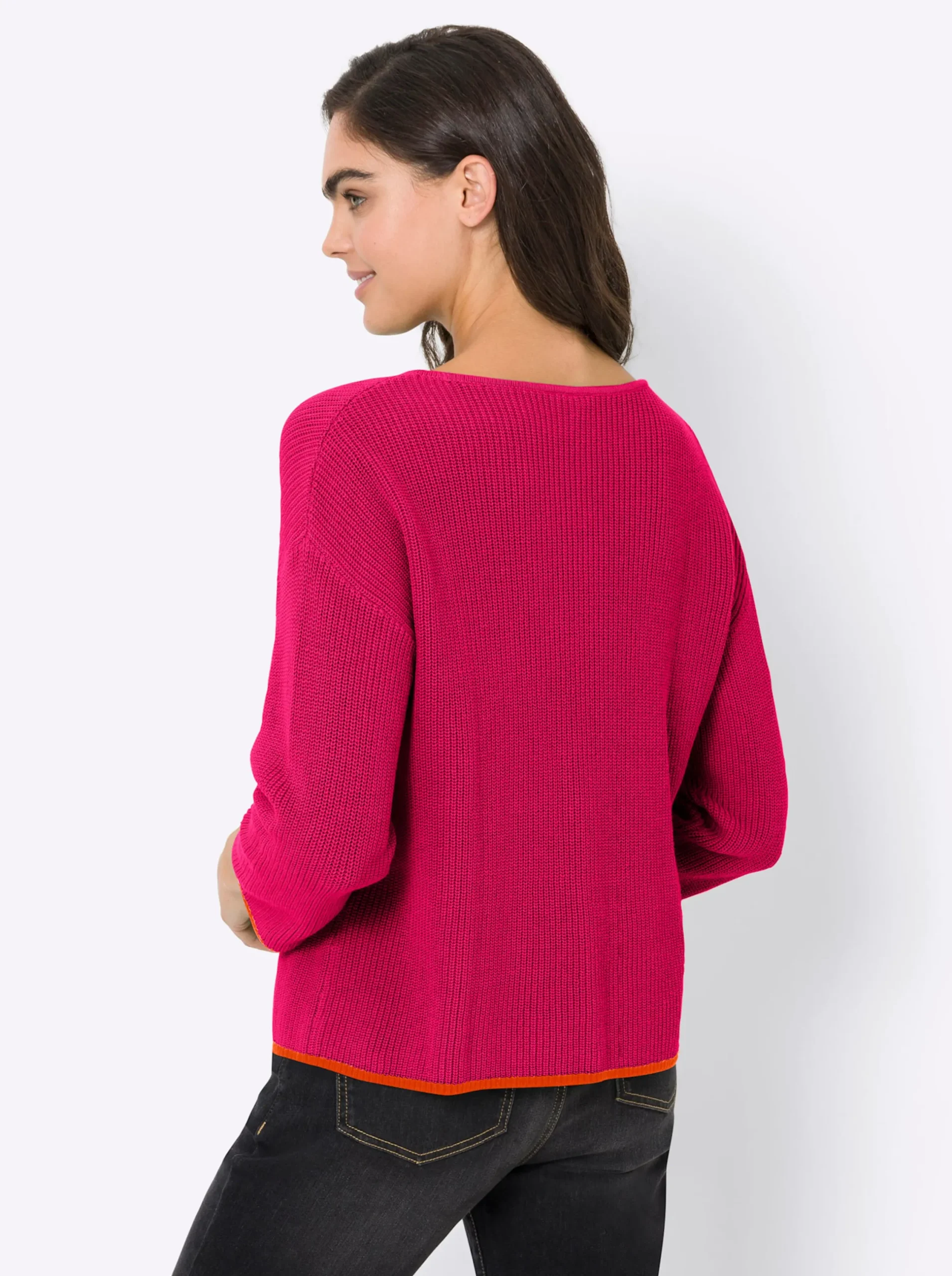 Pullover|heine Strickpullover mit 3/4-Ärmeln pink