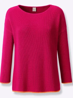 Pullover|heine Strickpullover mit 3/4-Ärmeln pink