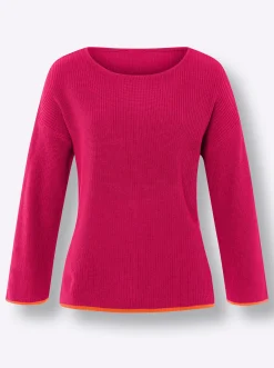 Pullover|heine Strickpullover mit 3/4-Ärmeln pink