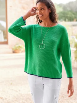 Pullover|heine Strickpullover mit 3/4-Ärmeln grasgrün