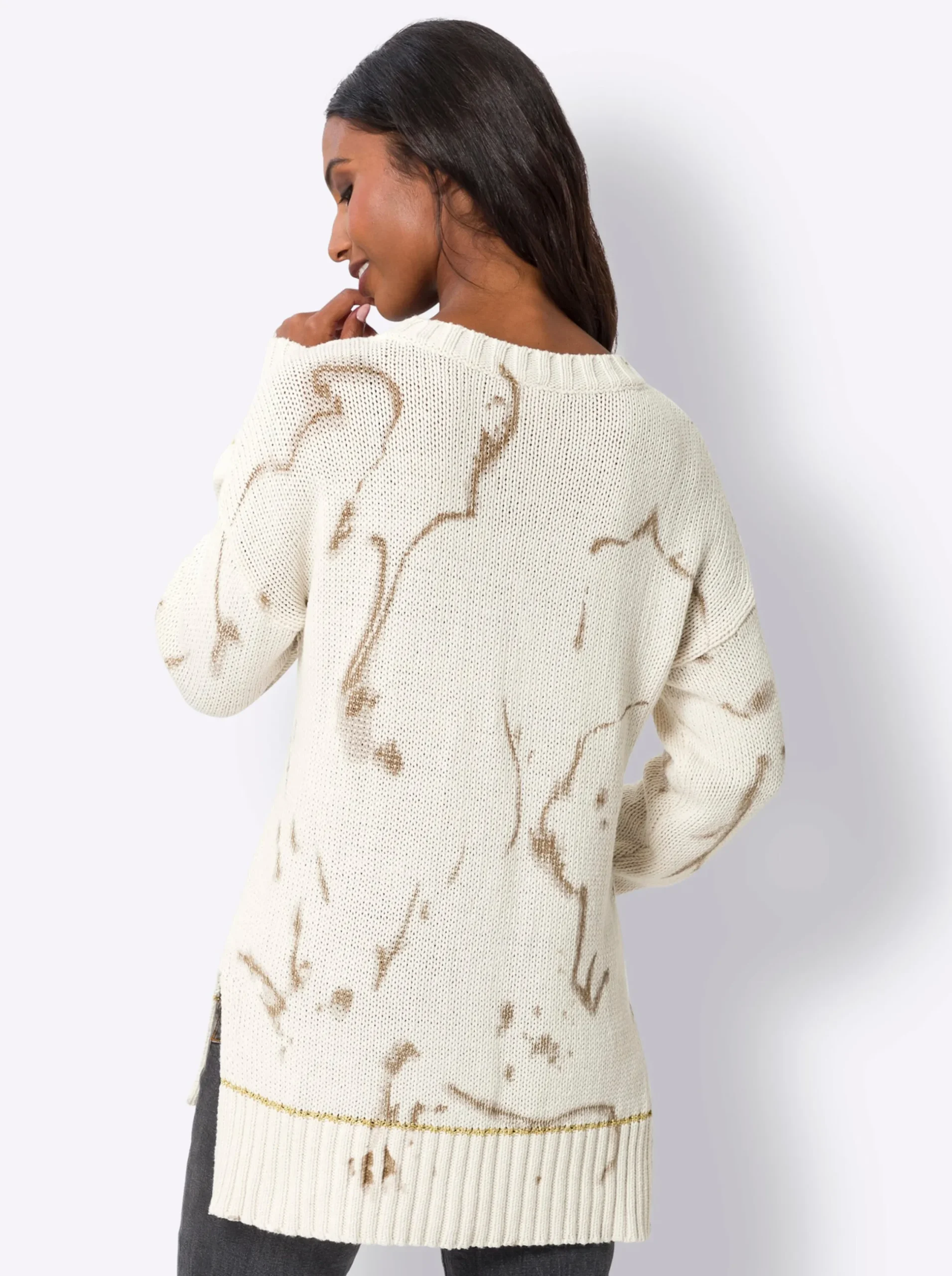 Pullover|heine Strickpullover mit Schriftzug sand-gemustert
