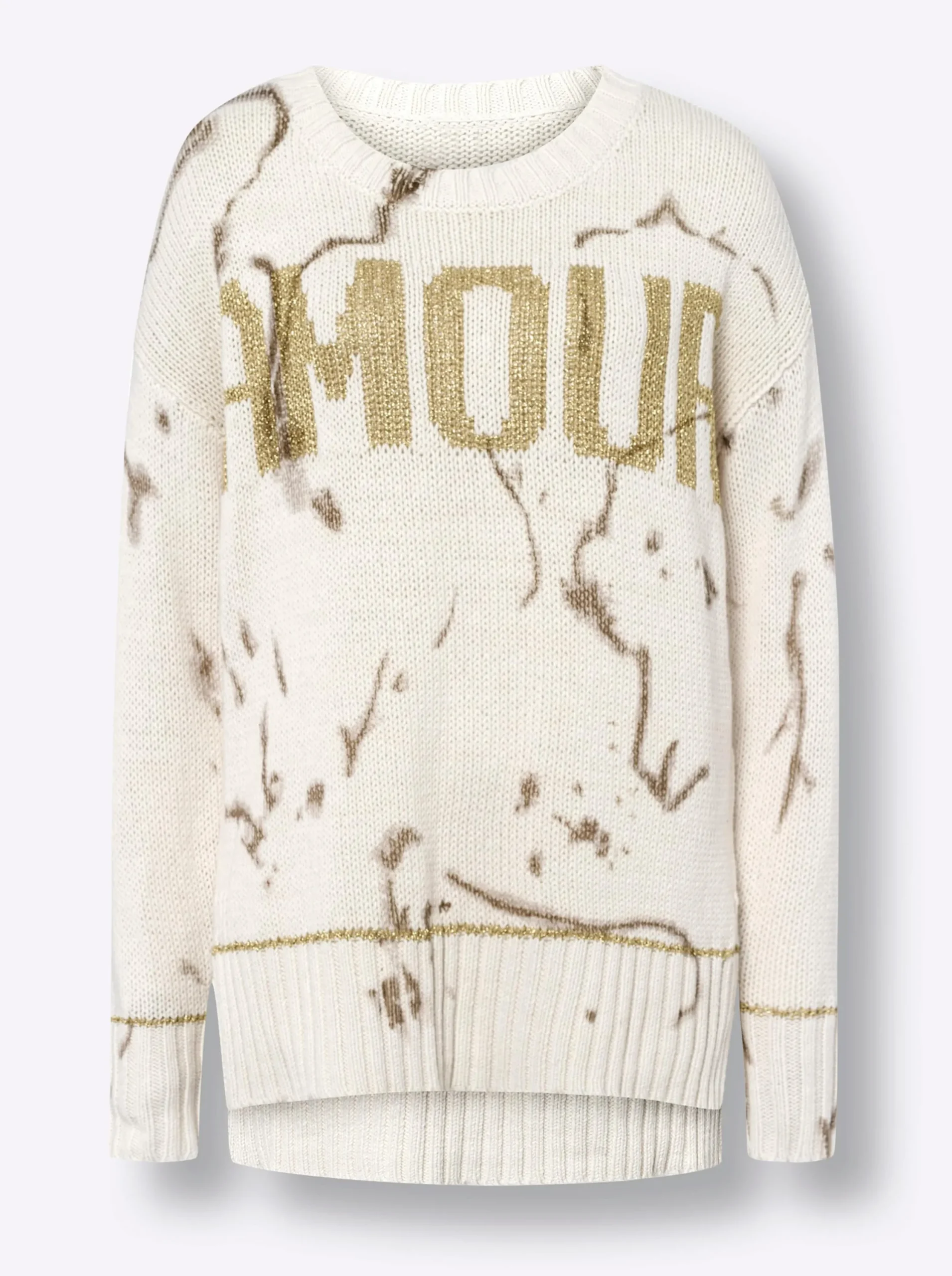 Pullover|heine Strickpullover mit Schriftzug sand-gemustert