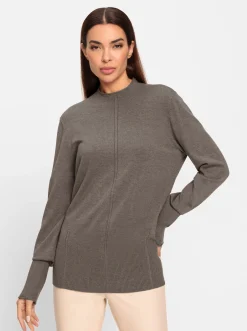 Pullover|heine Strickpullover mit Stehkragen taupe-meliert