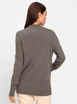 Pullover|heine Strickpullover mit Stehkragen taupe-meliert