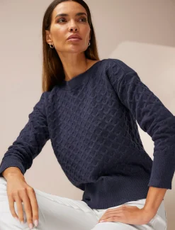 Pullover|heine Strickpullover mit Strukturmuster marine