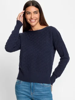 Pullover|heine Strickpullover mit Strukturmuster marine
