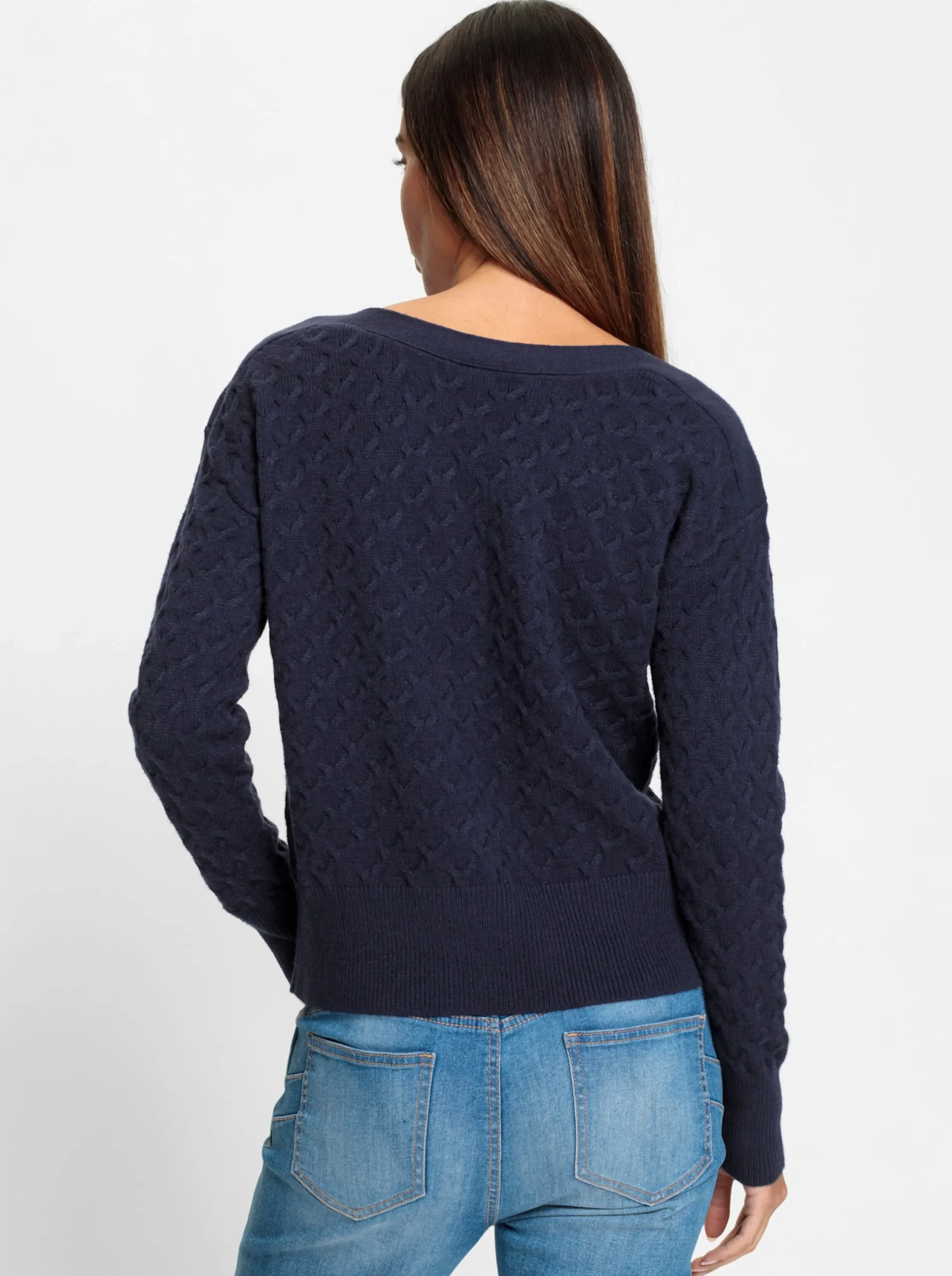 Pullover|heine Strickpullover mit Strukturmuster marine