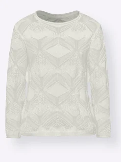 Pullover|heine Strickpullover mit transparenten Partien ecru