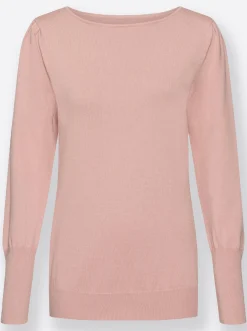 Pullover| Strickpullover mit U-Boot-Ausschnitt puder