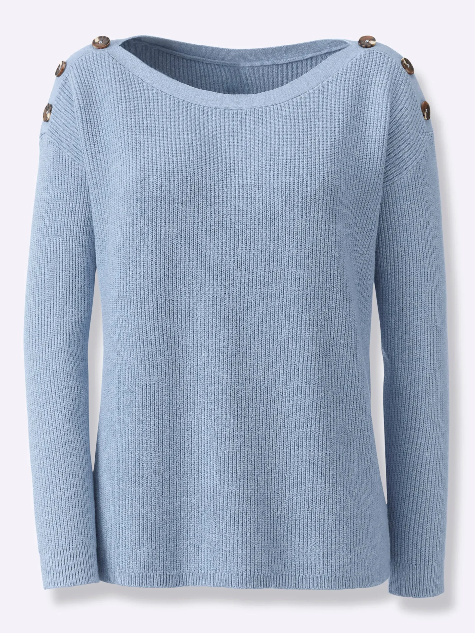 Pullover|heine Strickpullover mit Zierknöpfen an den Schultern bleu-meliert