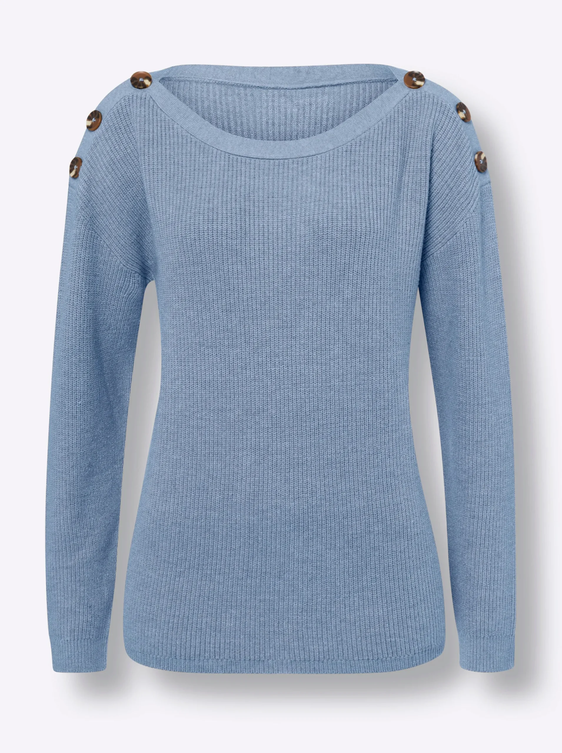 Pullover|heine Strickpullover mit Zierknöpfen an den Schultern bleu-meliert