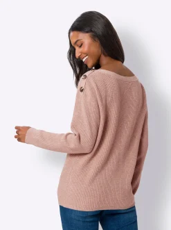 Pullover|heine Strickpullover mit Zierknöpfen an den Schultern puder-meliert