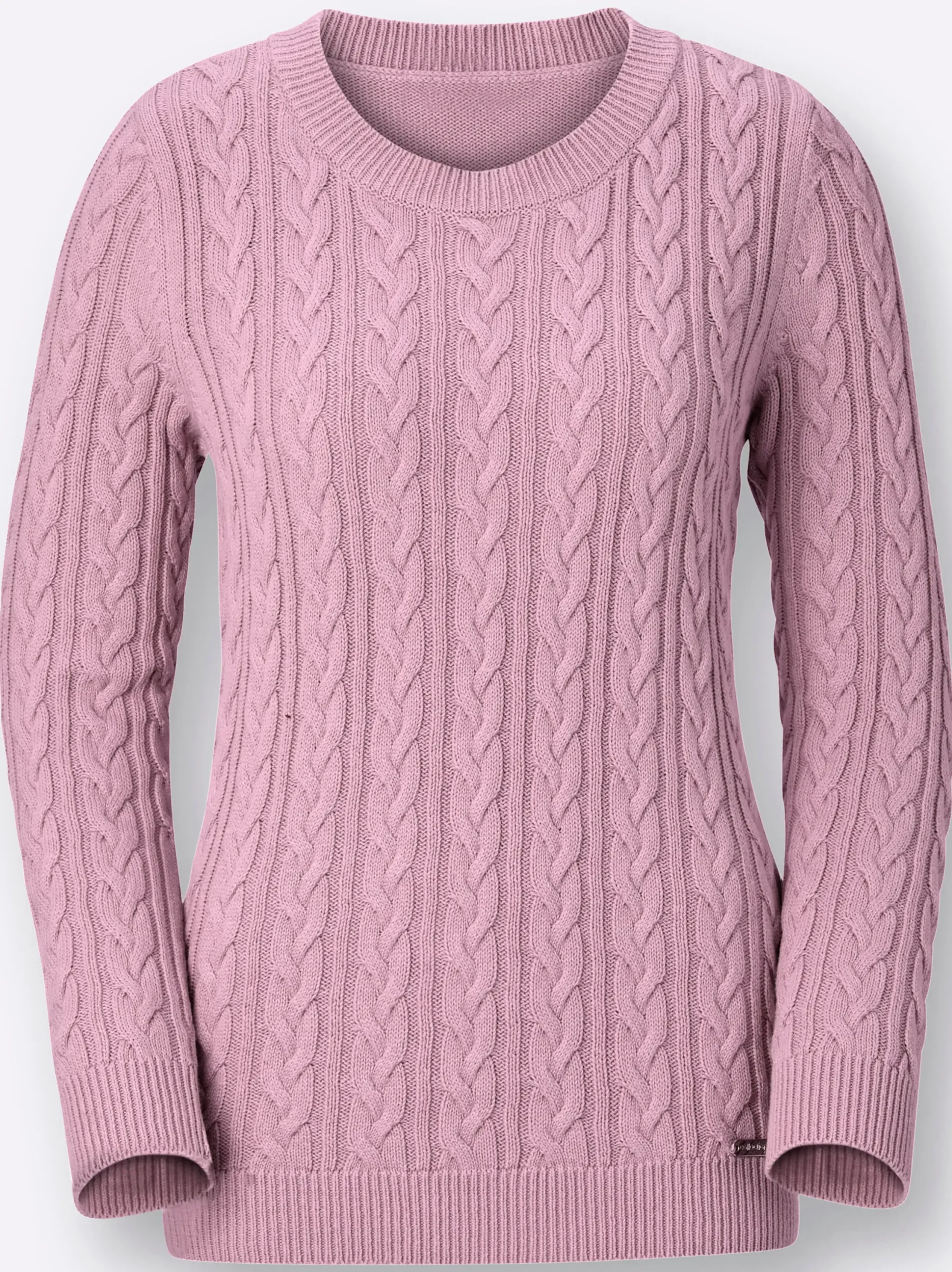 Basics| Strickpullover mit Zopfmuster altrosé