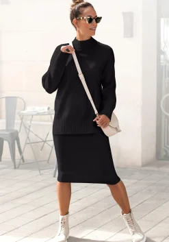 Strandmode|Röcke|LASCANA Strickrock schwarz