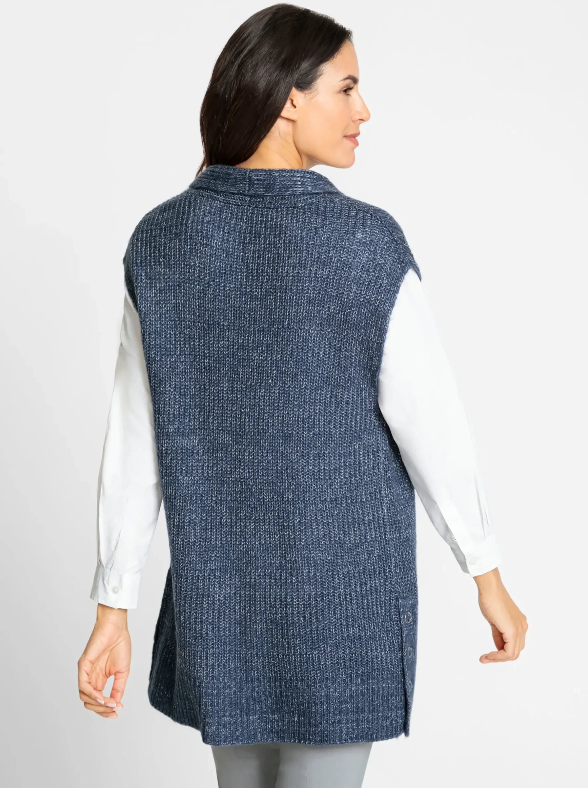 Jacken| Strickweste rauchblau-meliert