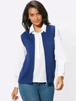 Jacken| Strickweste mit Reißverschluss royalblau