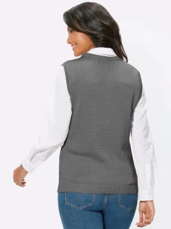 Jacken| Strickweste mit Reißverschluss grau-meliert