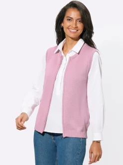 Jacken| Strickweste mit Reißverschluss altrosé