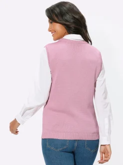 Jacken| Strickweste mit Reißverschluss altrosé