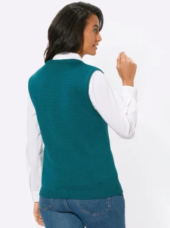 Jacken| Strickweste mit Reißverschluss petrol