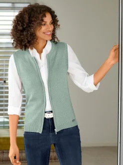 Jacken| Strickweste mit Reißverschluss kalkmint