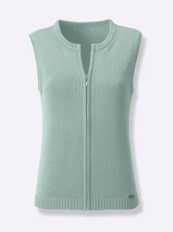 Jacken| Strickweste mit Reißverschluss kalkmint