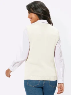 Jacken| Strickweste mit Reißverschluss wollweiß