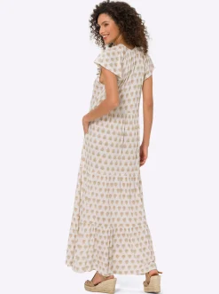 Kleider|heine Stufenkleid ecru-camel-bedruckt