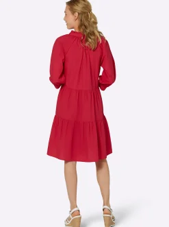 Kleider| Stufenkleid mit Rüschen erdbeere