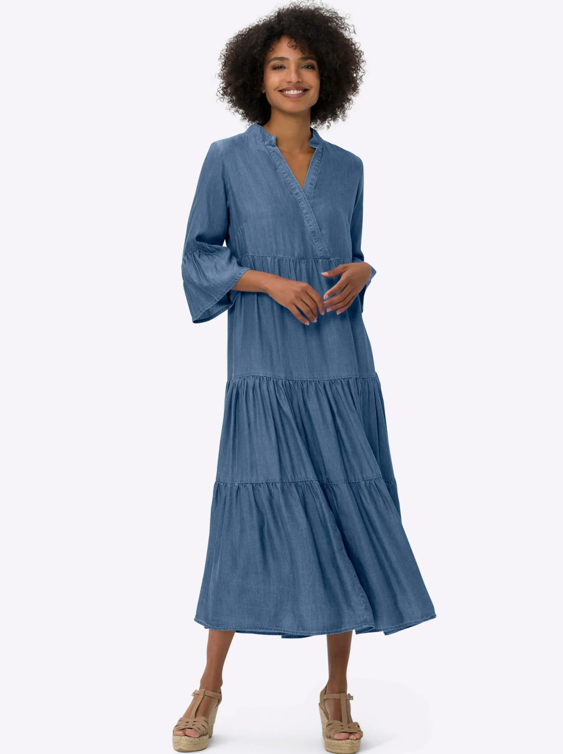 Kleider|heine Stufenkleid mit Stufen-Schnitt jeansblau