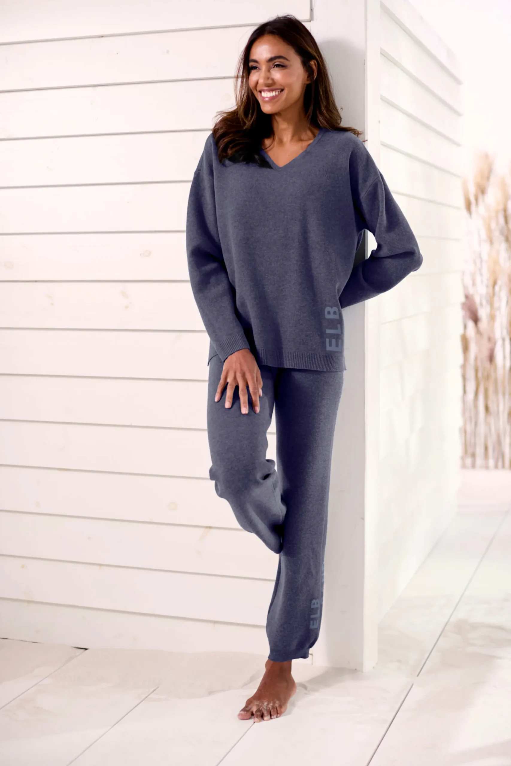 Pullover|Shirts|Elbsand Sweater blaumeliert