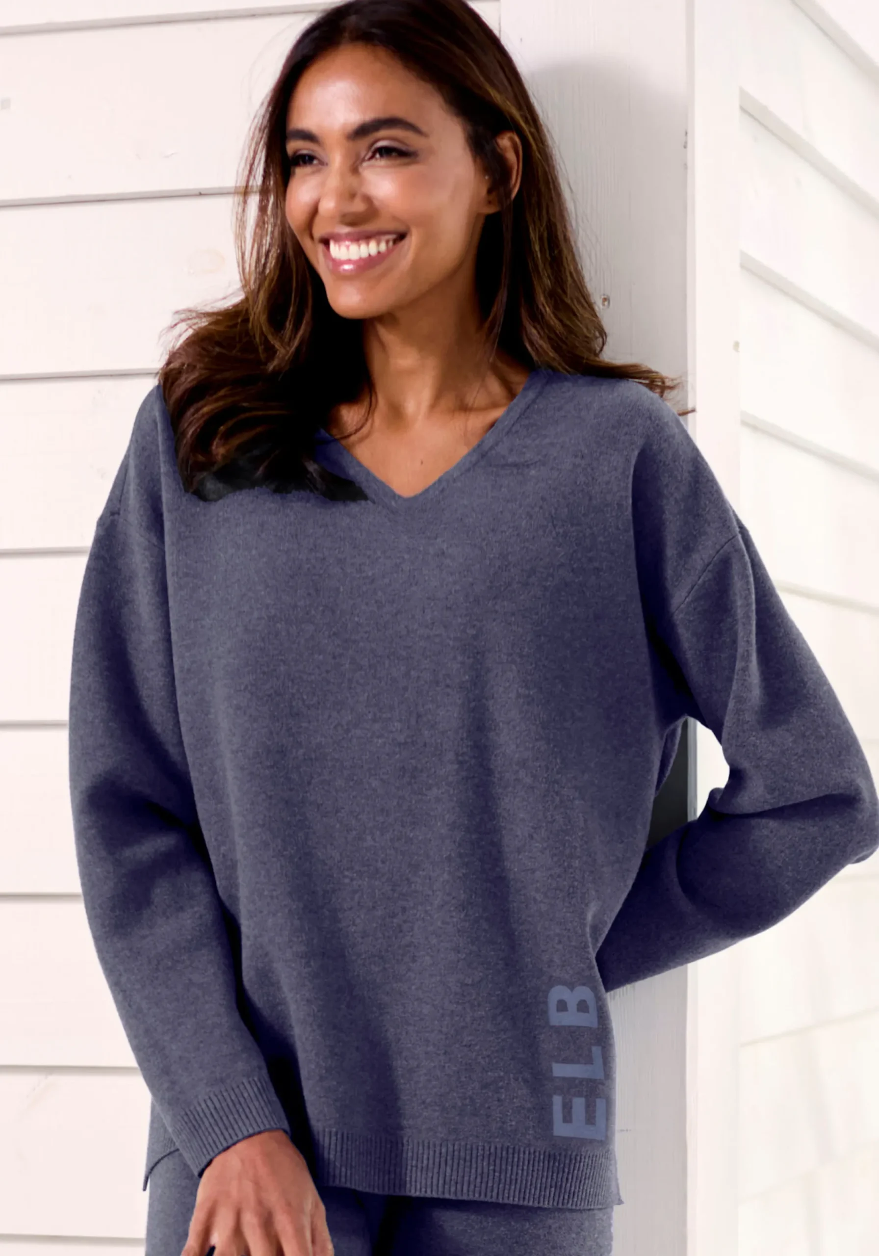 Pullover|Shirts|Elbsand Sweater blaumeliert