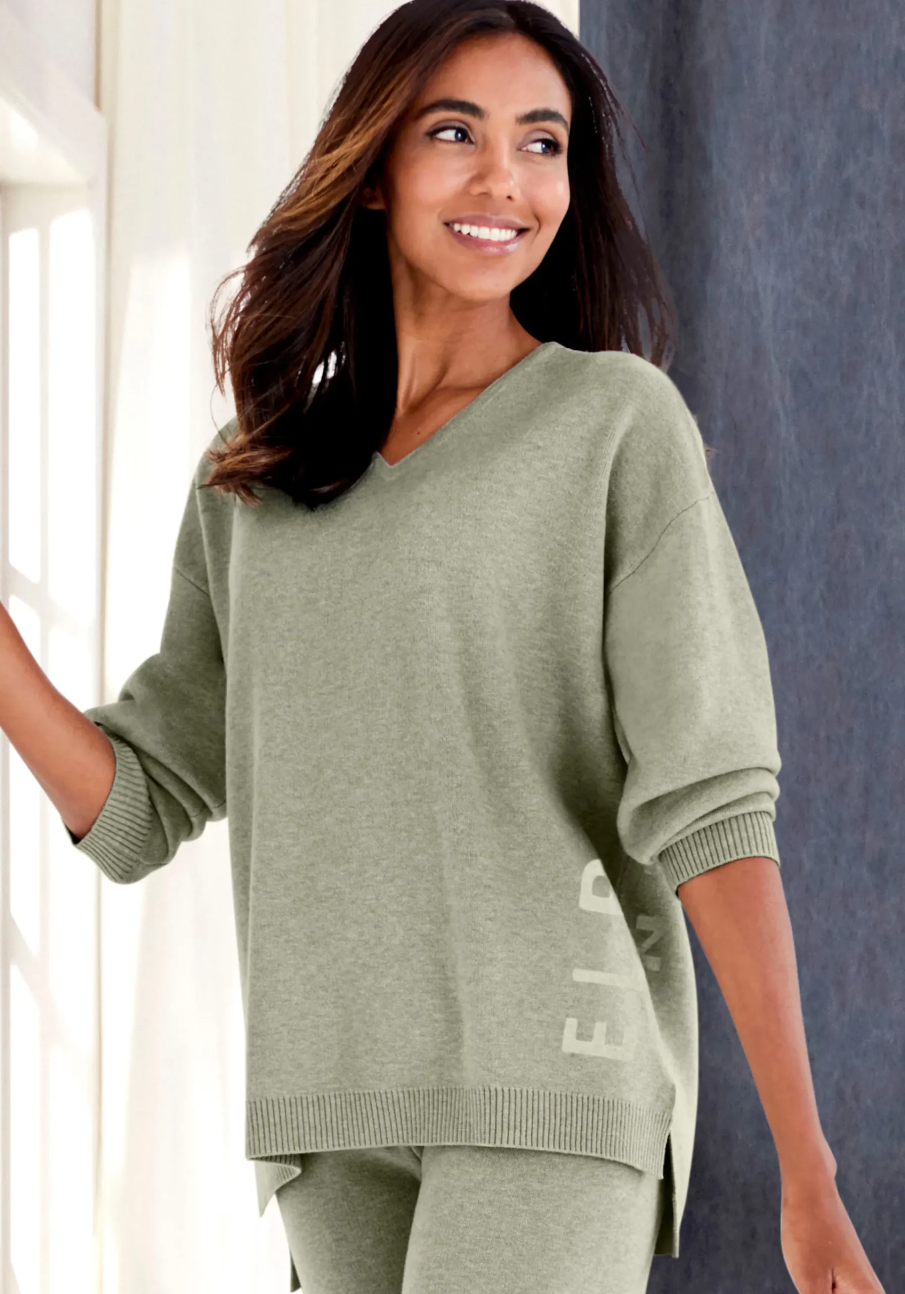 Strandmode|Pullover|Elbsand Sweater olivmeliert